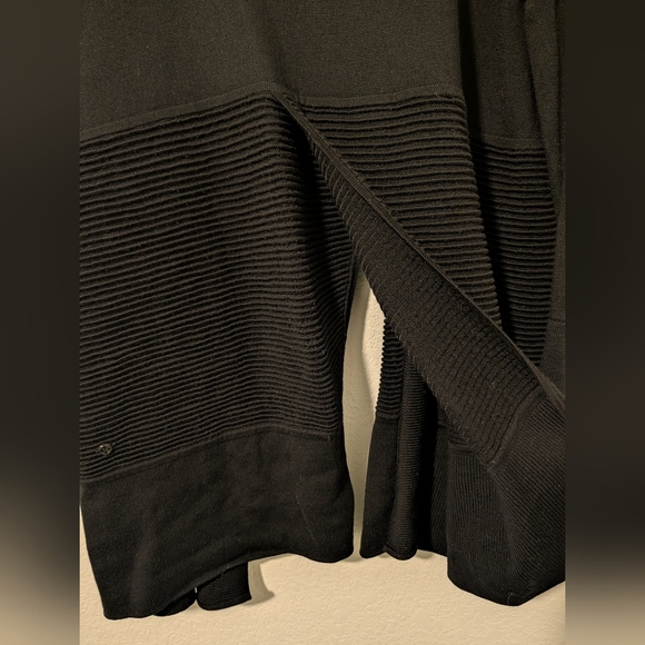 Lululemon Black 100% Merino Wool Ribbed Longline Open Front Sit In Lotus Wrap 6 - Picture 10 of 14